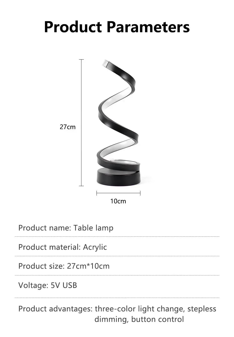 Dimmable LED Spiral Table Lamp for Modern Bedrooms - Smarsty