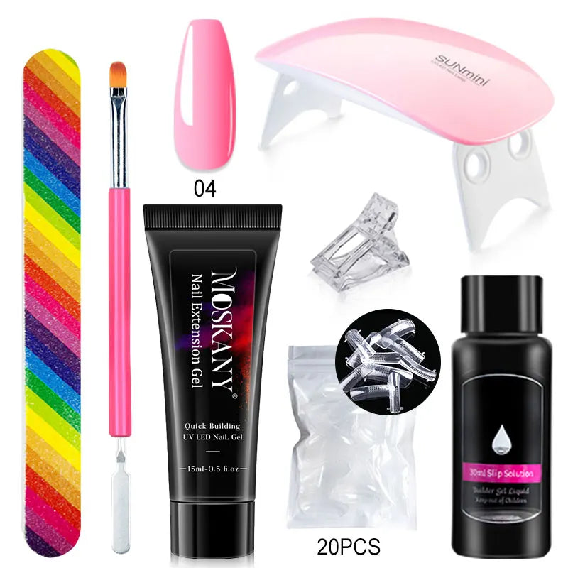 Poly Nail Gel Set With 6W LED Lamp For Beginners - Smarsty