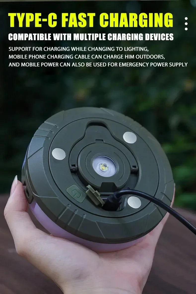 Camping String Lights,33Ft Light with Lanterns (2 in 1 Design),Camping Lights 2000mAh,IPX6 Waterproof,Rechargeable Flashlights by Smarsty