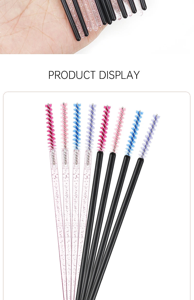 50 Pcs Disposable Eyelash Brushes with Diamond Handles - Smarsty