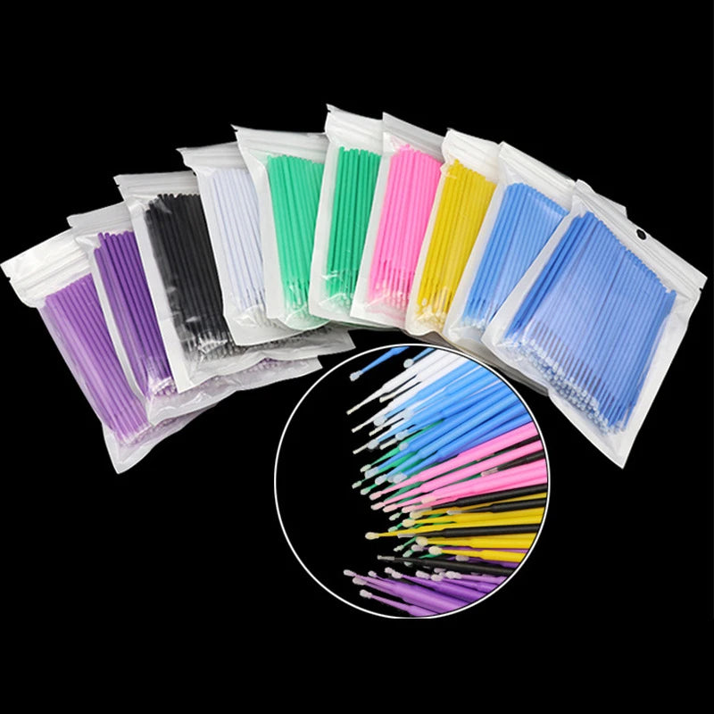 100Pcs Micro Cotton Swabs for Eyelash Cleaning - Smarsty