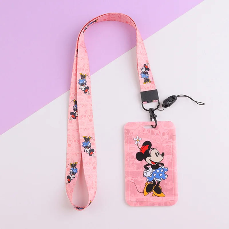 Disney Minnie Card Holders Lanyards Girls Door Card Case Hanging Rope Badge Holder Neck Strap Business Card Small Gift