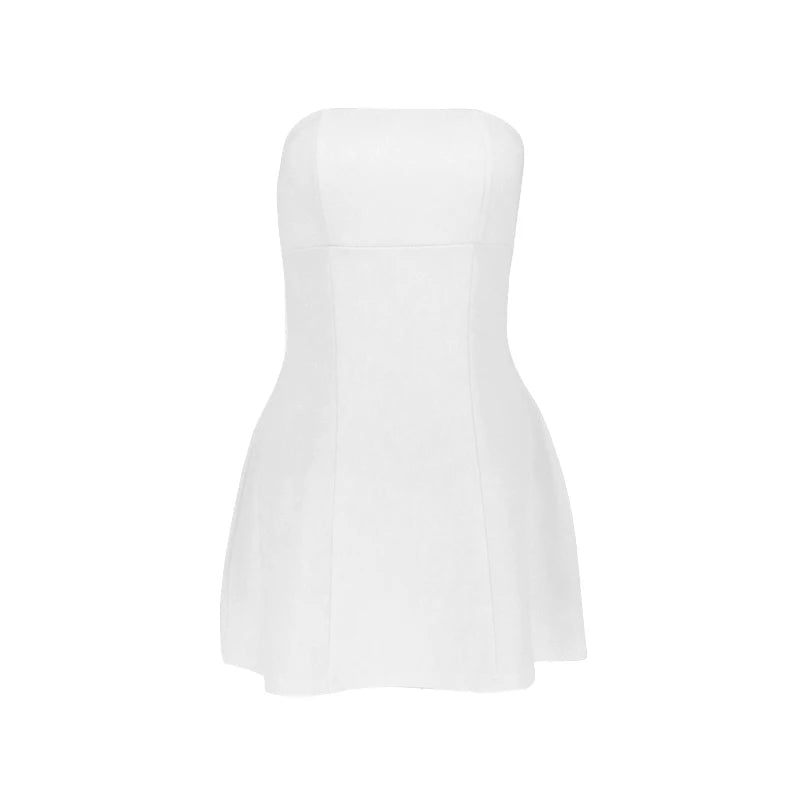 Sexy A-Line Dress Women's Summer New Solid Sexy Sleeveless Off Shoulder Bodycon Dresses Fashion Elegant Club Party Lady Dresses - Smarsty