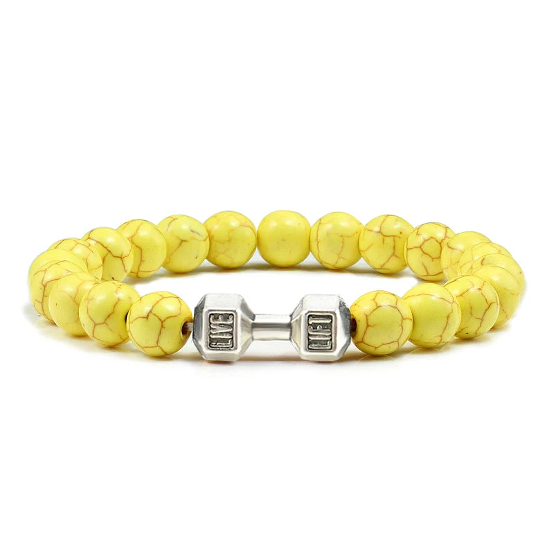 Natural Stone Dumbbell Bead Bracelet for Energy and Style - Smarsty