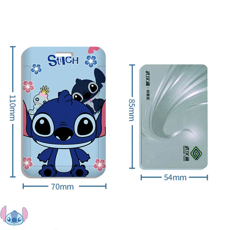 Disney stitch ID Badge Card Holder Lanyard Lovely Girls Door Card Case Neck Strap Boy Credit Card Holder Credentials Accessories - Smarsty