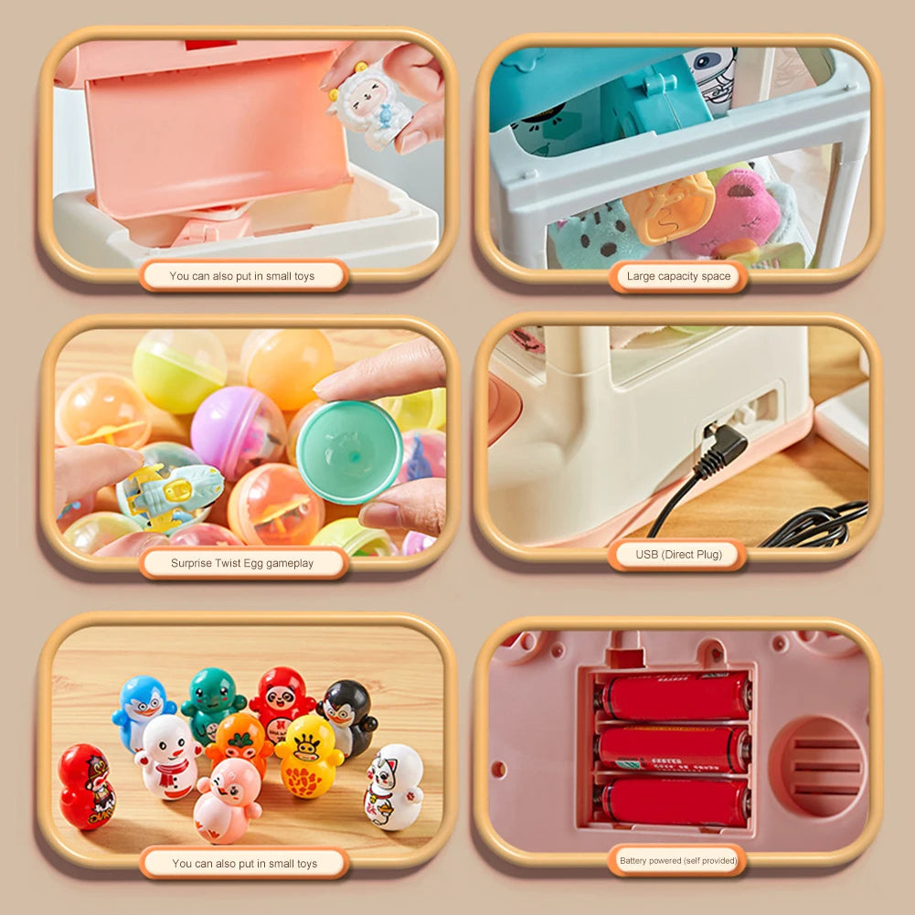 Mini Claw Machine Crane Machines Toy Large Claw Catch Toy Kids Coin Operated Play Game Clip Doll Toys Gifts for Girls and Boys
