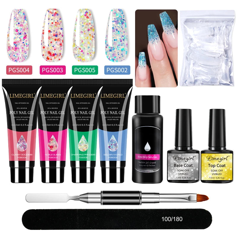 Nail Art Poly Gel Kit for Beginners with Soaking Solution - Smarsty