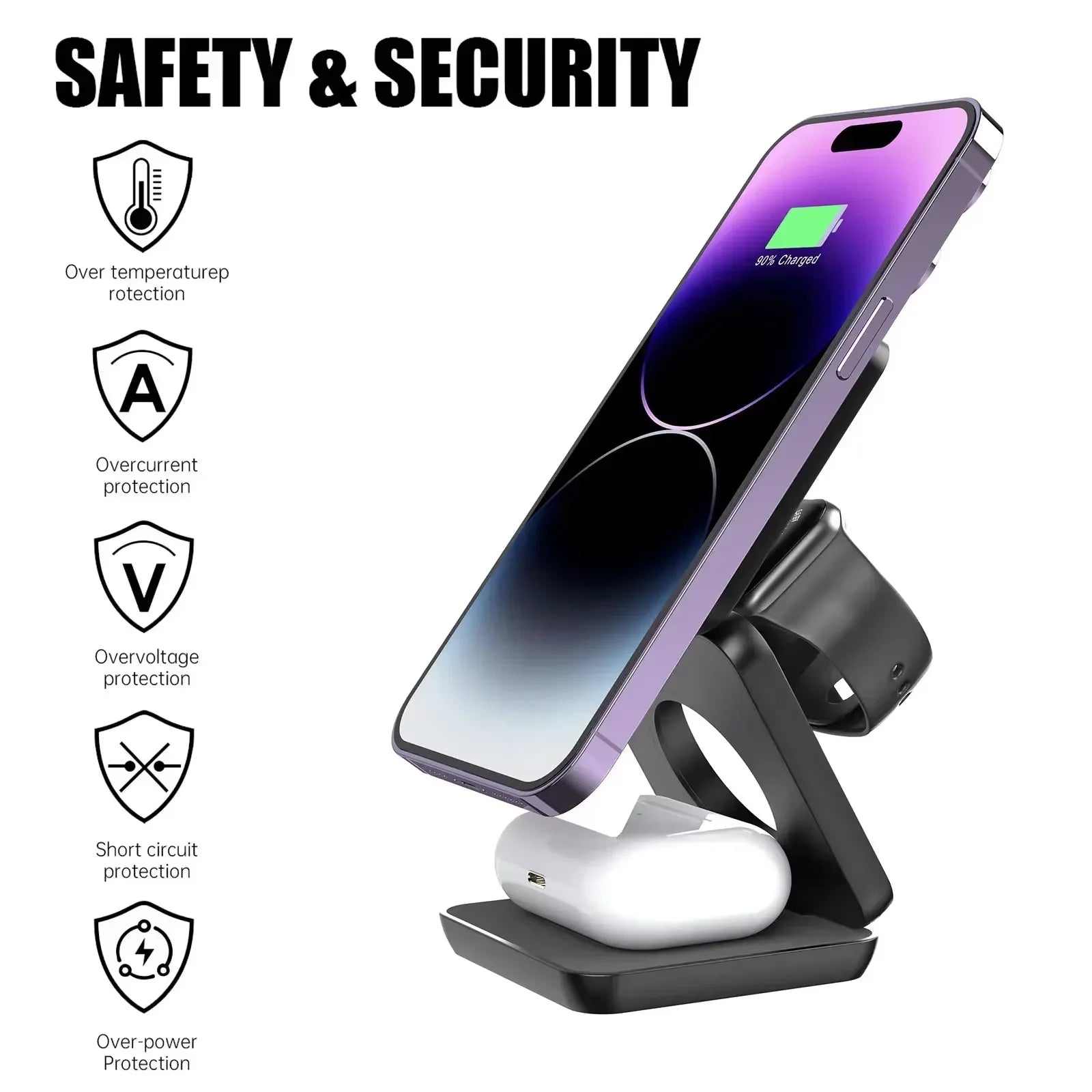 Magnetic Foldable Wireless Charging Stand iPhone Watch - Smarsty