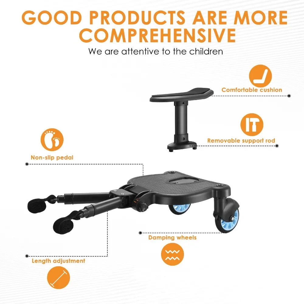 Universal Strollers Step Board Adapter with Seat Second Child Jogger Twins Scooter Baby Pram Hitchhiker Bumper by Smarsty