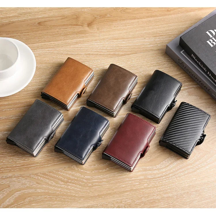 Large Capacity Double Layer ID Credit Card Holder Anti Rfid Blocking Protected Magic Wallet for Men Carbon Fiber Cardholder Case