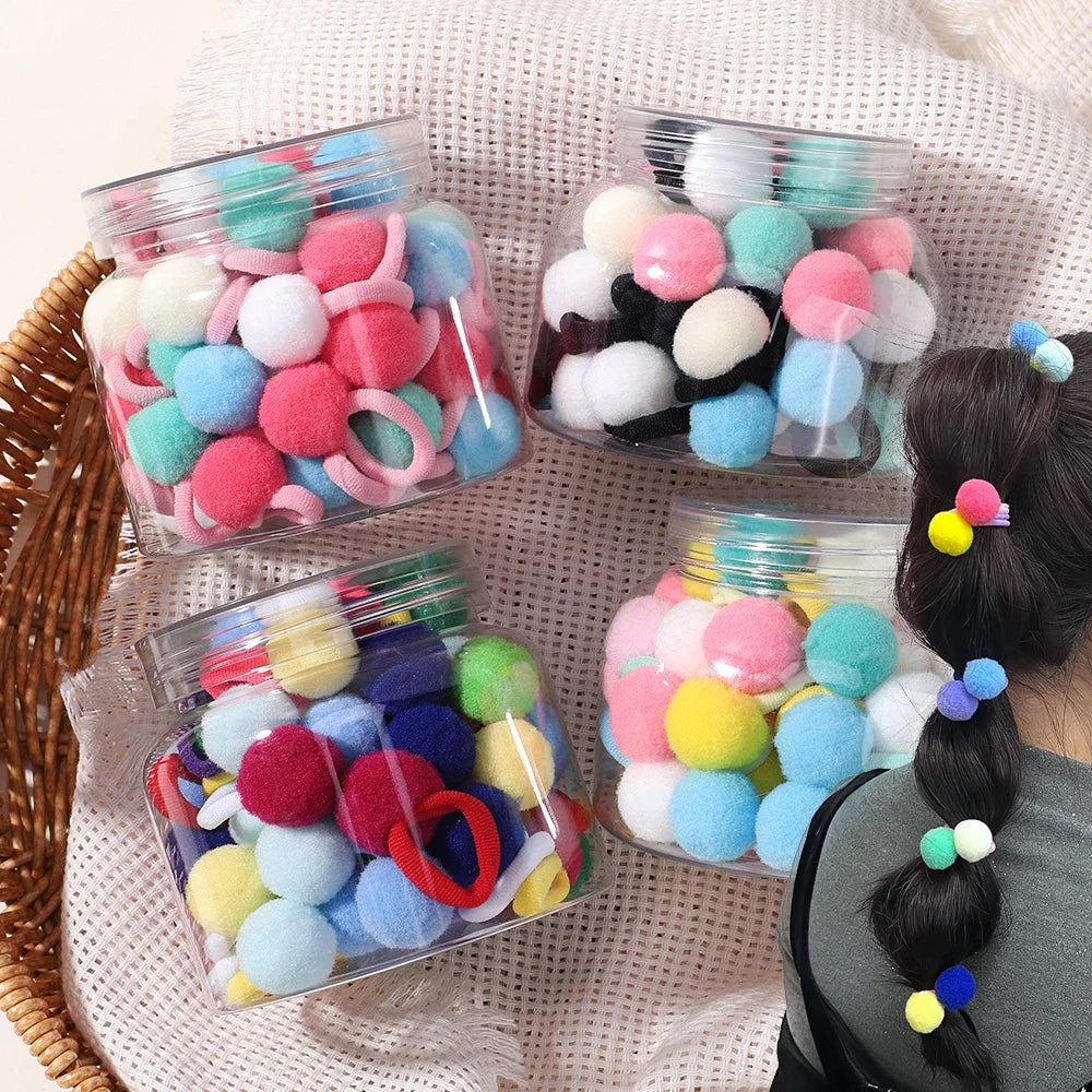 Kids Plush Ball Hair Bands Soft Comfortable Scrunchies - Smarsty