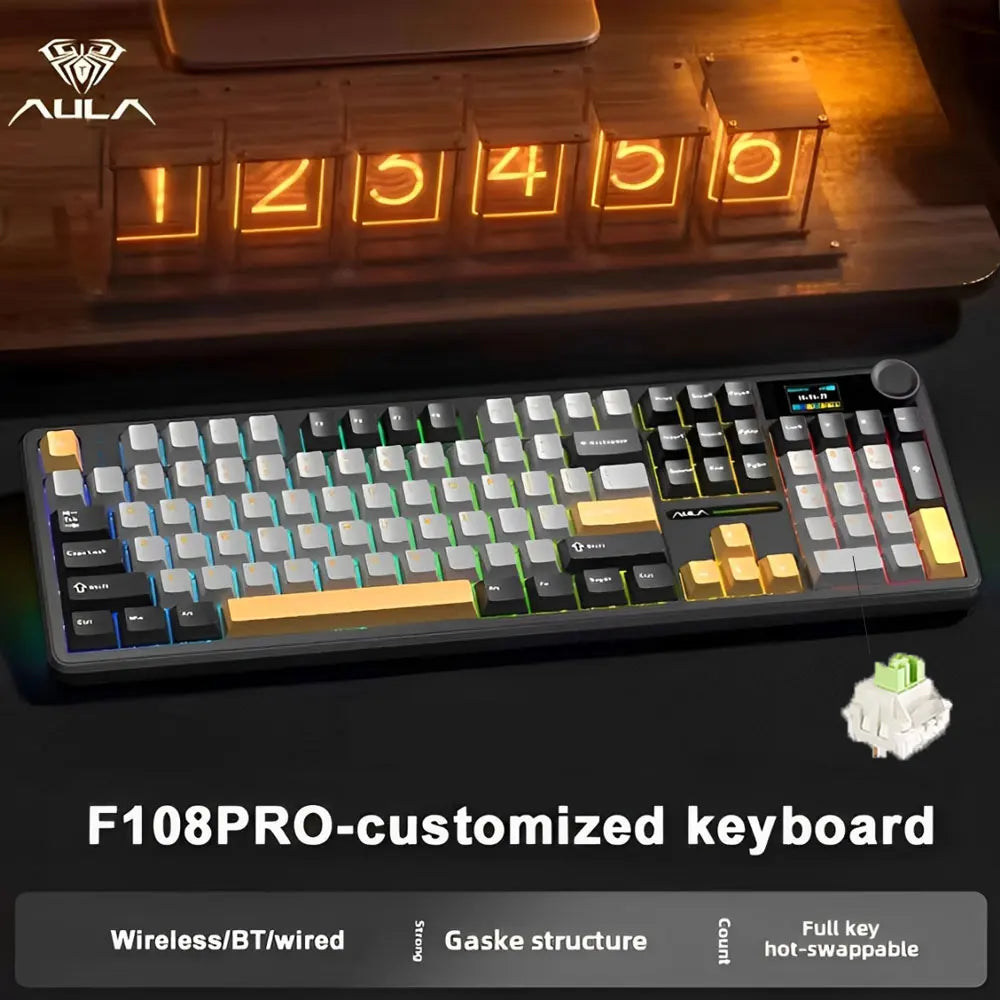 Tri Mode Gaming Mechanical Keyboard With TFT Display