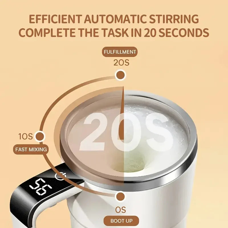 Smart mixing coffee cup LED display|USB charging|magnetic mixing function - Smarsty