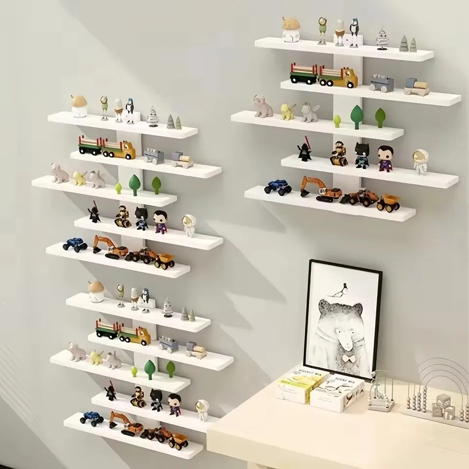 5-Tier Adjustable Wall-Mounted Display Shelf for Action Figures, Small Building Blocks & Collectibles - Modern Home Decor Storag by Smarsty