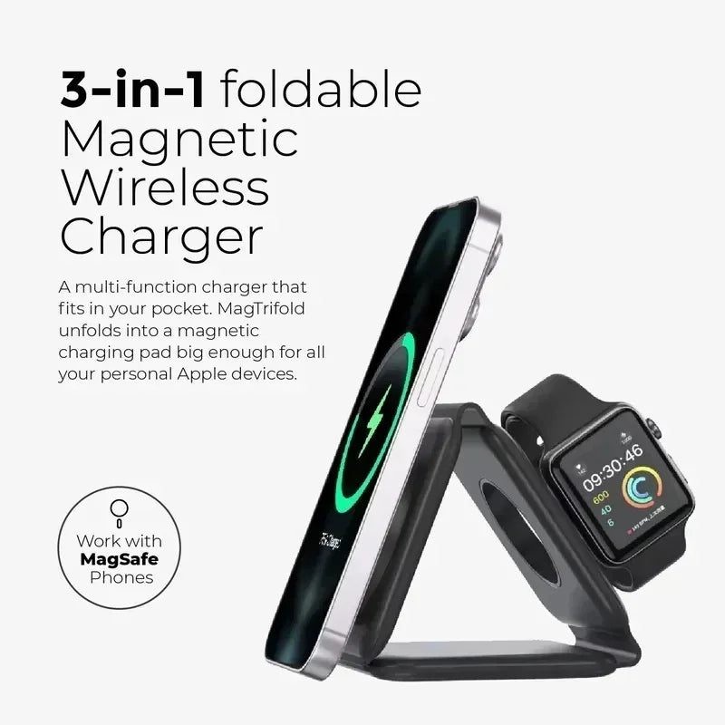 3 In 1 Wireless Charging Pad Foldable Desktop Charger - Smarsty