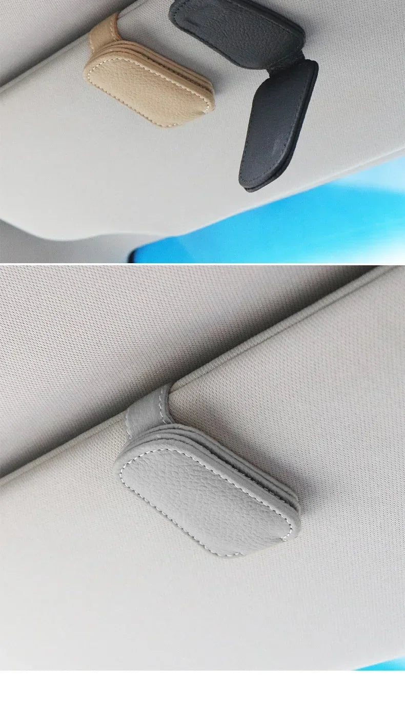 Magnetic Leather Sunglasses Holder For Car Sunshade Clips - Smarsty