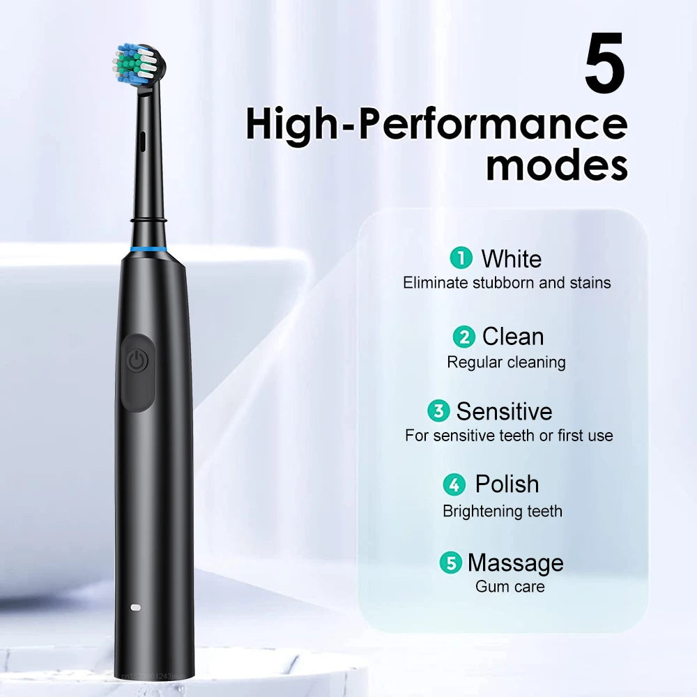 Rotary Electric Toothbrush with Soft Brush Heads - Smarsty