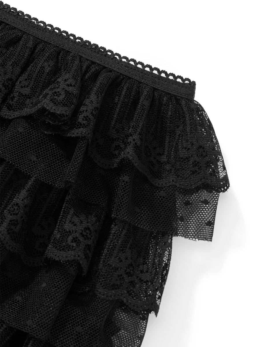 Women Mesh Lace Bloomer Shorts Y2k Layered Ruffle Frilly Booty Shorts Fairy Bowknot Sexy Boy Shorts Panties Party Clubwear - Smarsty