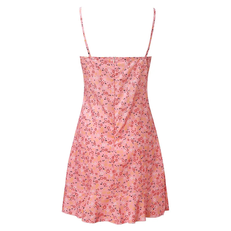 Women's Sexy Casual Home Small Floral Camisole Dress Summer Comfortable Skirt - Smarsty