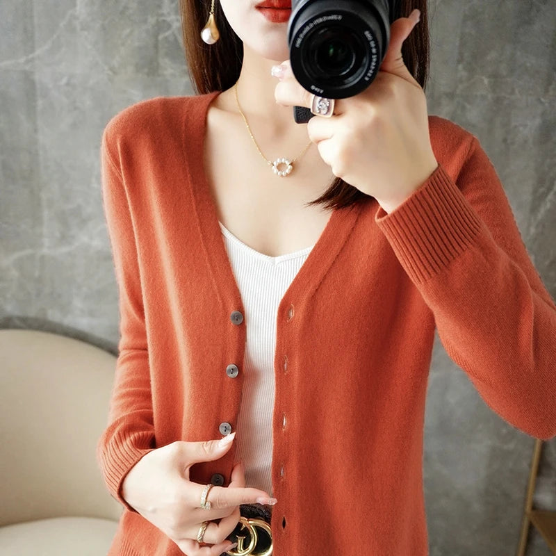 2024 New V-Neck Temperament Small Fragrant Wind Women Loose Sweater Sweater All Sweater Coat Special Offer Cardigan ZHI D035 - Smarsty
