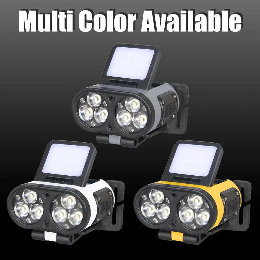 LED Headlamp Smart Sensor Cap Clip Light TPYE-C Rechargeable Flashlight With Power Display Riding Fishing Camping Outdoor Torch by Smarsty