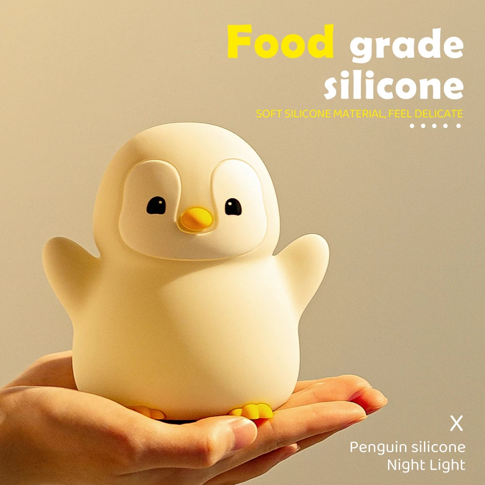 Cute Penguin Night Light Rechargeable Silicone Lamp for Kids - Smarsty