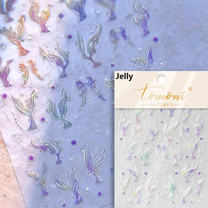 5D Summer Beach Nail Stickers with Shiny Sea Designs - Smarsty