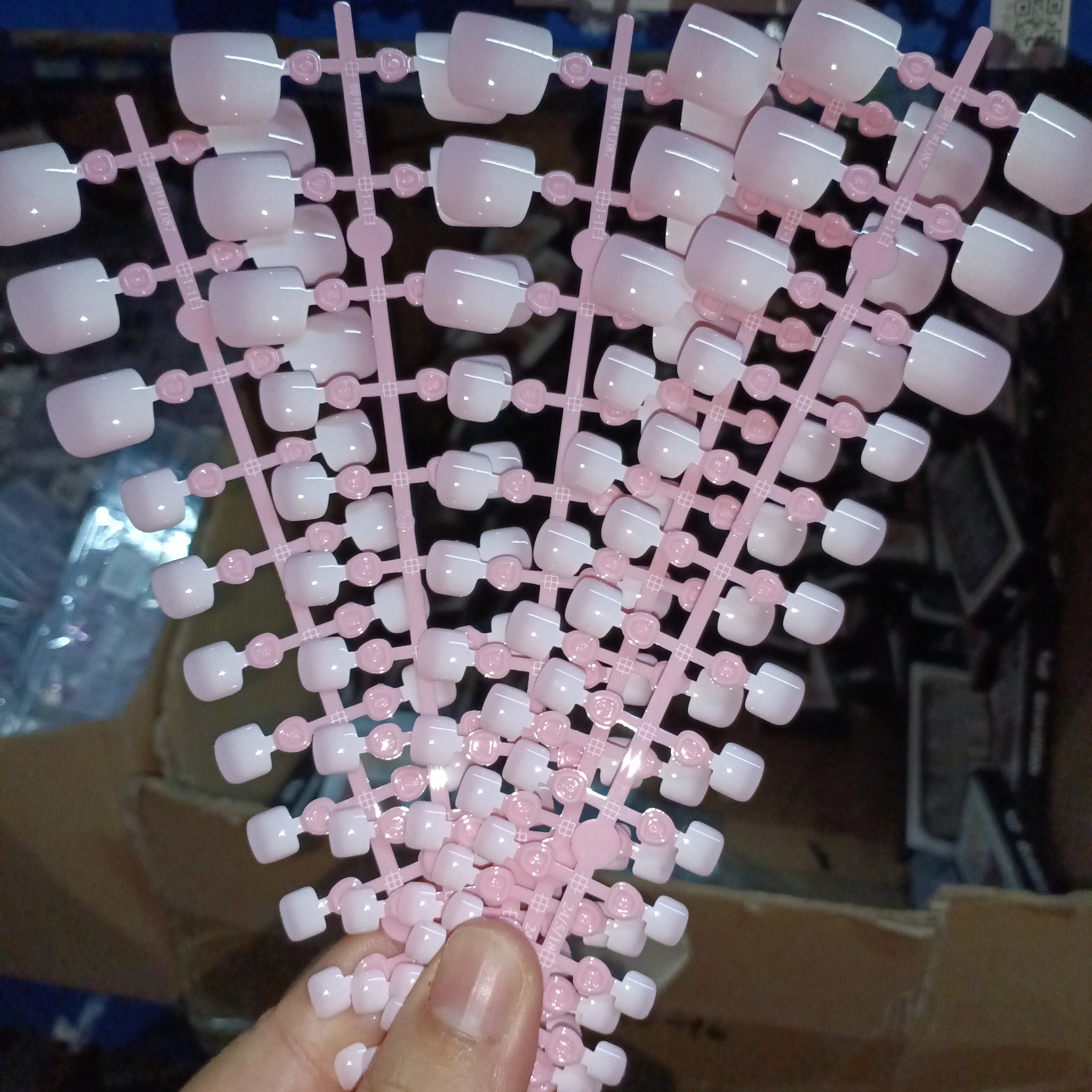 120 Pieces Pink Square Toe Nail Tips Full Cover Extensions - Smarsty