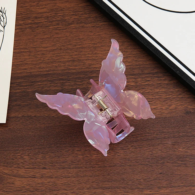 Pearlescent Butterfly Hair Claw 7cm Acetate Elegant Grip - Smarsty