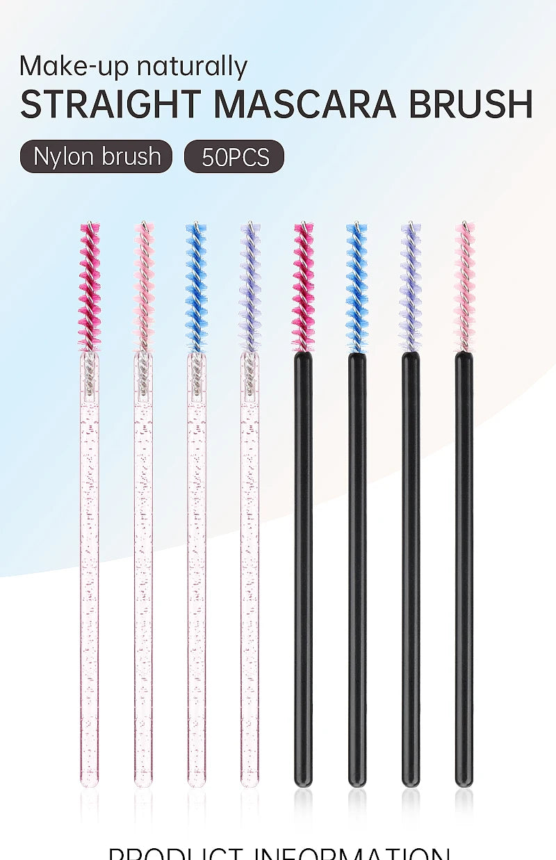 50 Pcs Disposable Eyelash Brushes with Diamond Handles - Smarsty