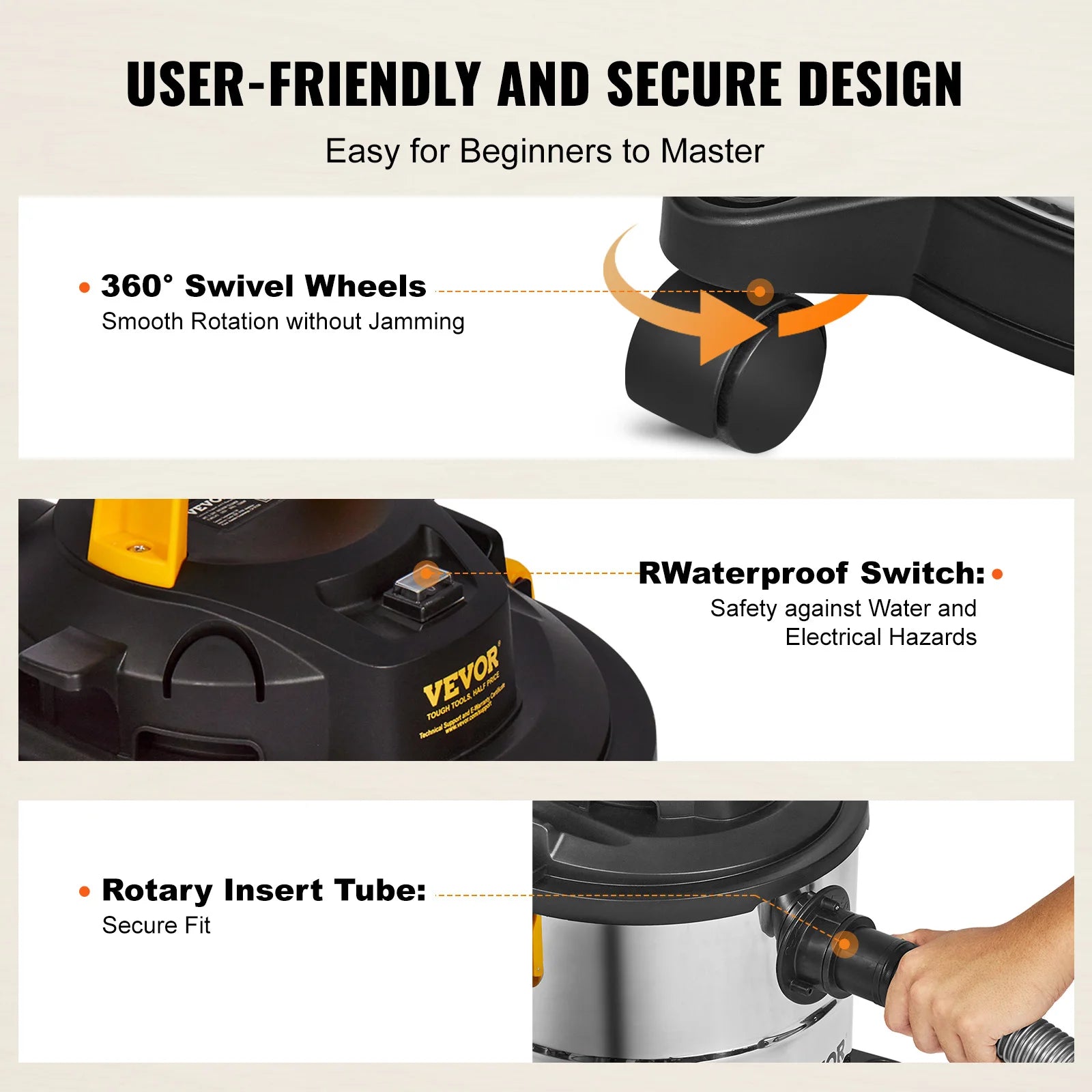 SucceBuy Stainless Steel Wet Dry Shop Vacuum Wet Dry Vac Powerful Suction Small Shop Vac Perfect for Carpet Debris Pet Hair - Smarsty