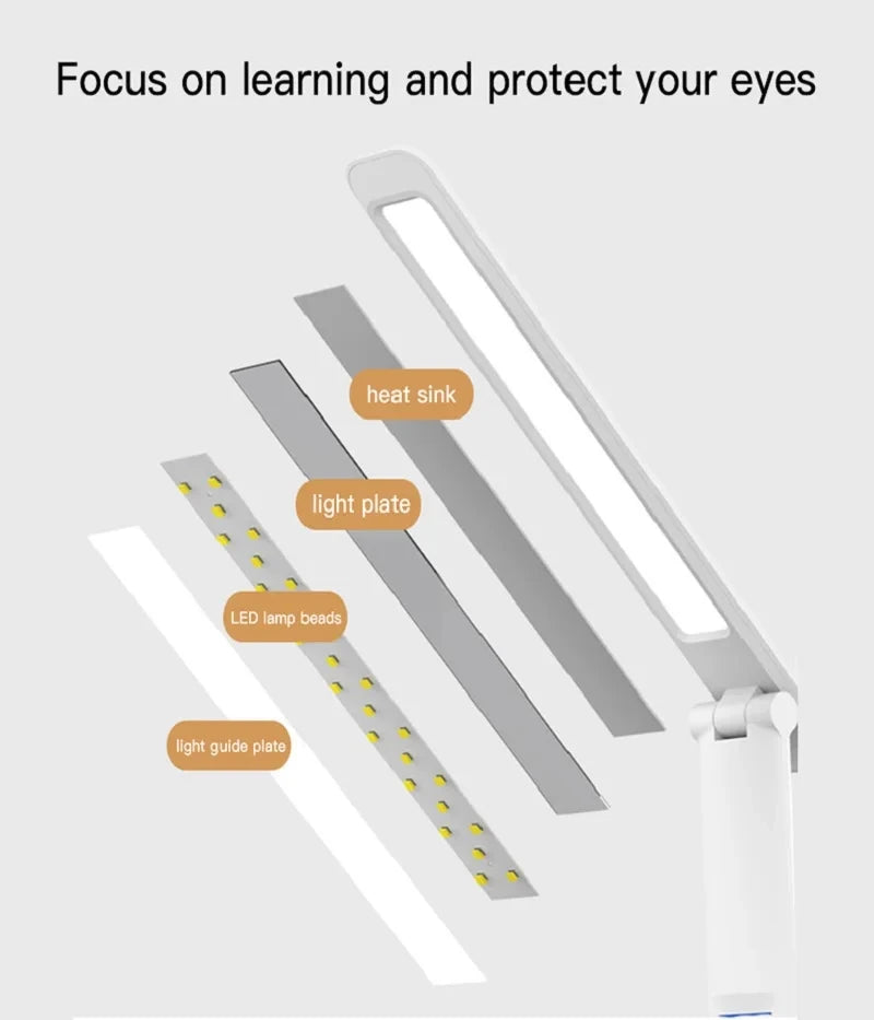 Dimmable USB Folding Desk Lamp with Alarm Clock - Smarsty
