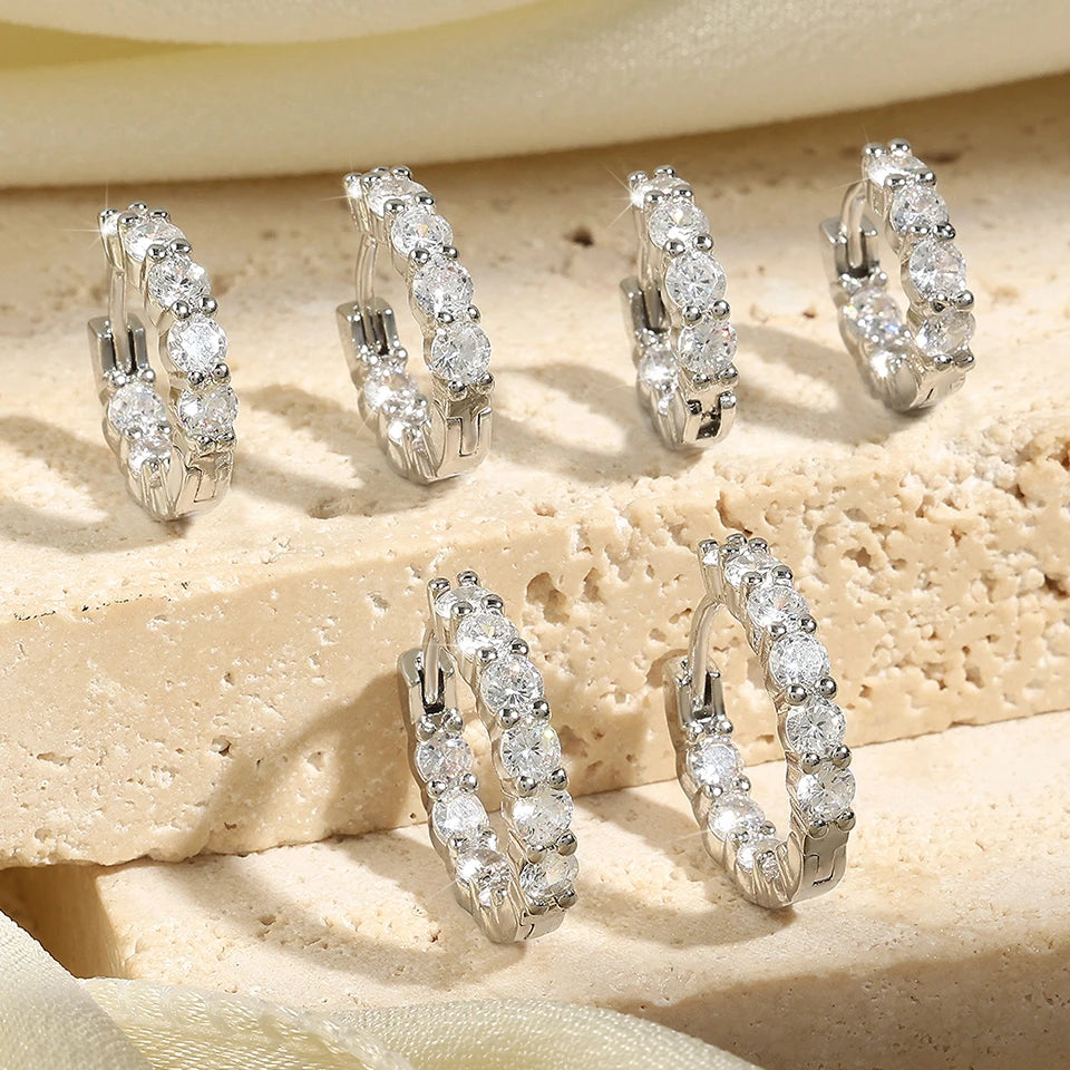 Shiny Zircon Huggie Earrings Tiny Cartilage Hoops Gift - Smarsty