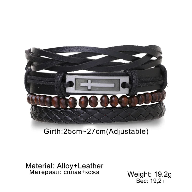 Braided Leather Bracelets for Men with Vintage Charms - Smarsty