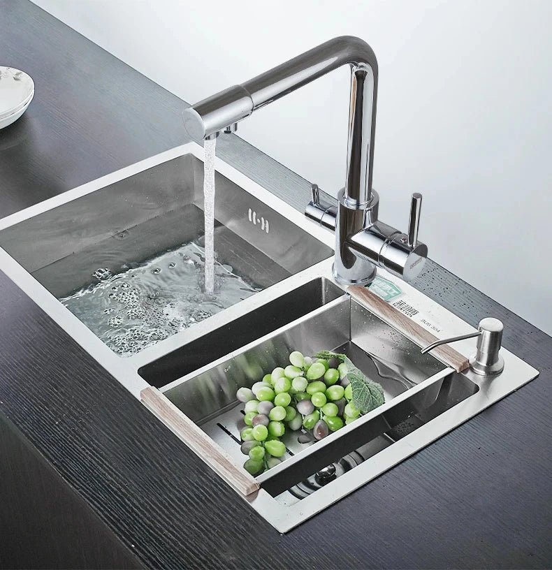 Chrome Kitchen Faucet with Pure Water Filter and Dual Handles - Smarsty