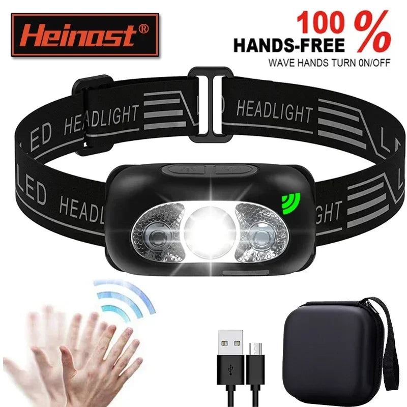 Strong Light Headlamp Mini Led Night Fishing Powerful Torch Head Lamp Outdoor Waterproof Camping Portable LED Sensor Headlamps by Smarsty