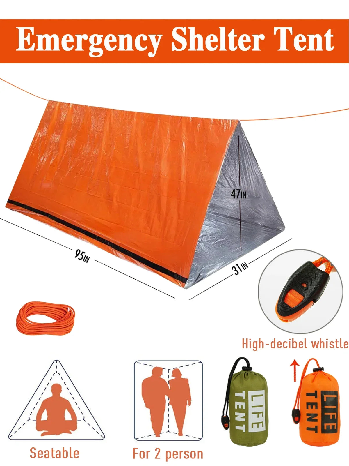 2 Person Emergency Tent Casa De Waterproof Camping Travel Pergola Family Campaign House Tourist Tents Cool Gear Equipment Coat by Smarsty