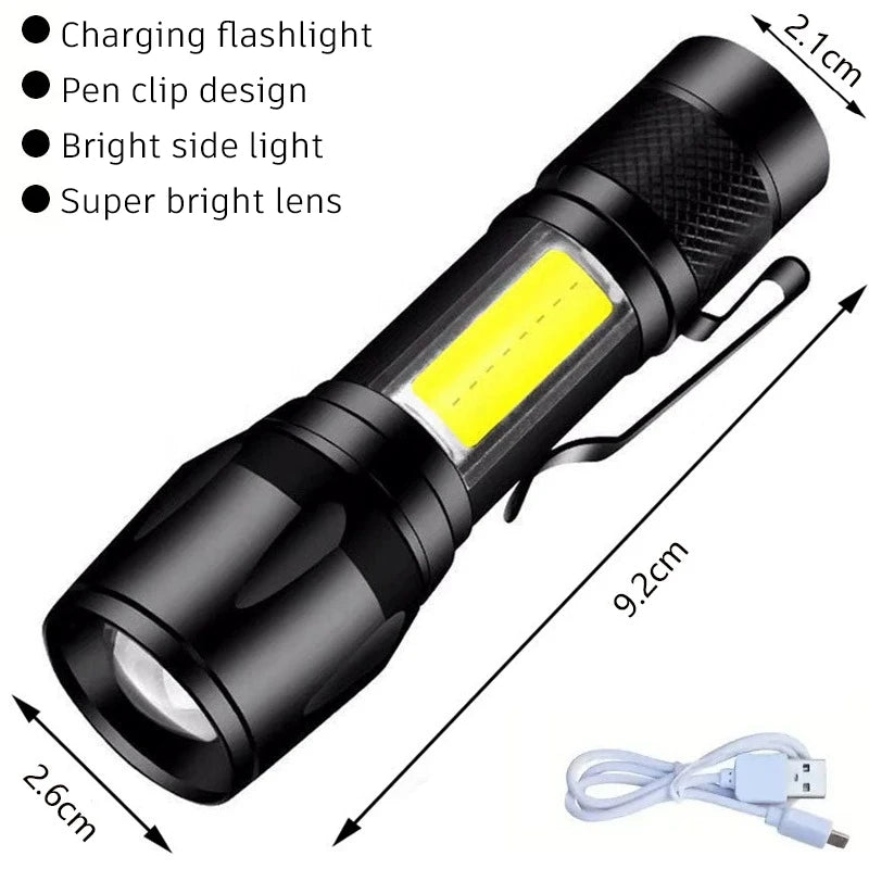 2000LM Ultra Bright P50 LED Flashlight Tactical EDC Emergency Spotlight Telescopic ZoomHandheld Torch w/ 14500/18650 Battery - Smarsty