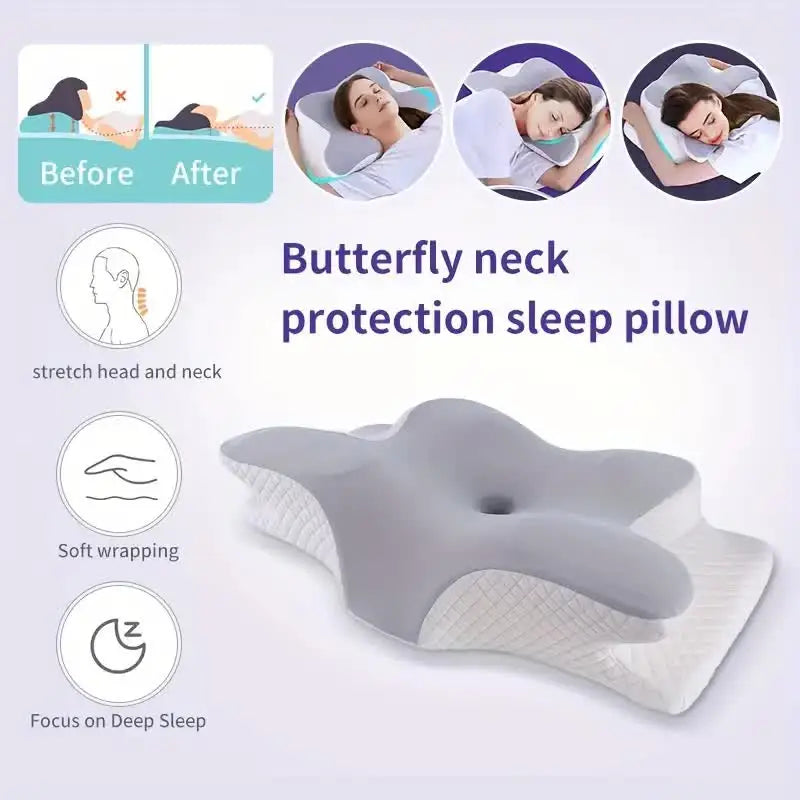 Butterfly Shaped Memory Foam Neck Pillow for Pain Relief - Smarsty