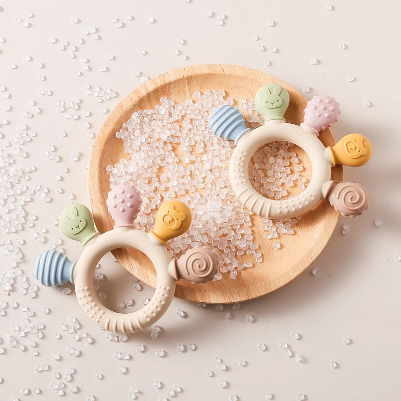 1pc Silicone Teether Baby 0 12 Months Teething Toys Teether Ring Silicone Baby Teether Toys for Toddler BPA Free Baby Toys Gifts by Smarsty