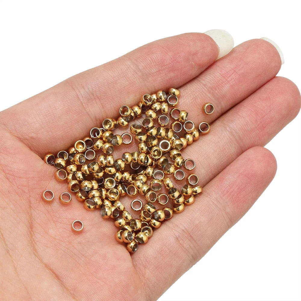 Stainless Steel Crimp End Beads Durable Rustproof Set100Pcs - Smarsty