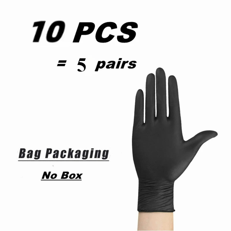 10/20/50/100PCS Black Nitrile Disposable Gloves for Work Latex Free Home Cleaning Glove Textured Mechanic Tattoo Hair Dye Beauty - Smarsty