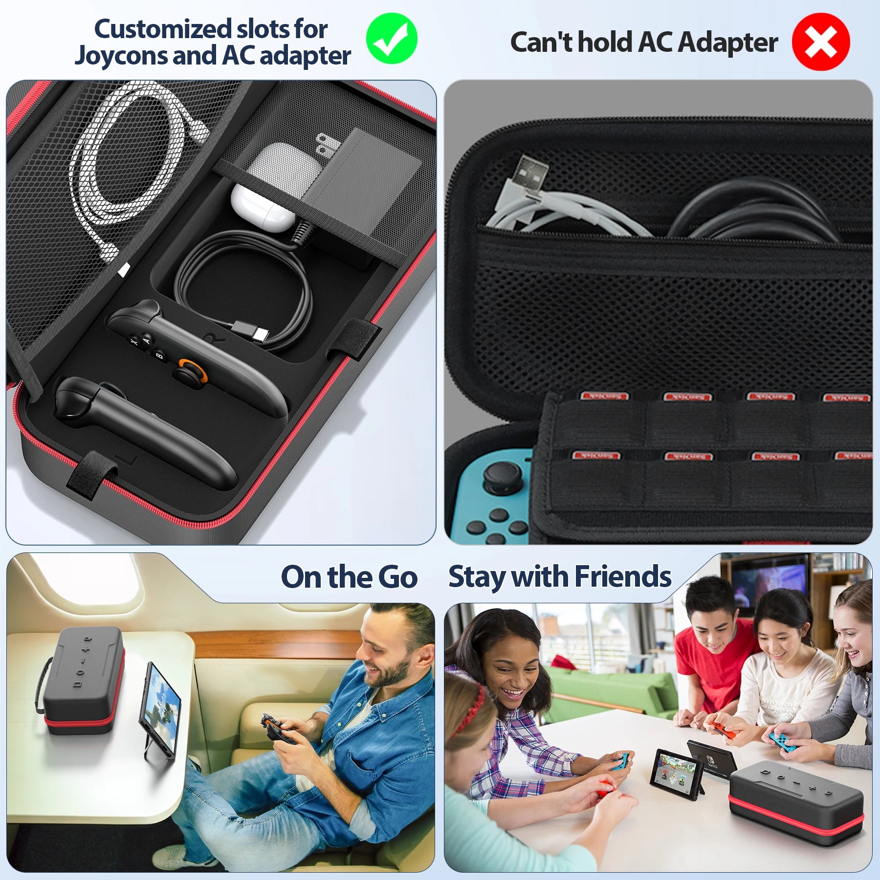 For Switch 2 & Switch Original & Switch OLED Large Storage Bag Anti-Scratch Waterproof Travel Carrying Case for N-Switch 2