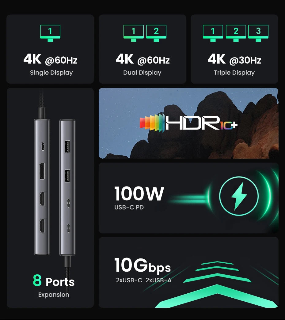 USB C Hub 4K HDMI DockingStation With 100W PowerDelivery