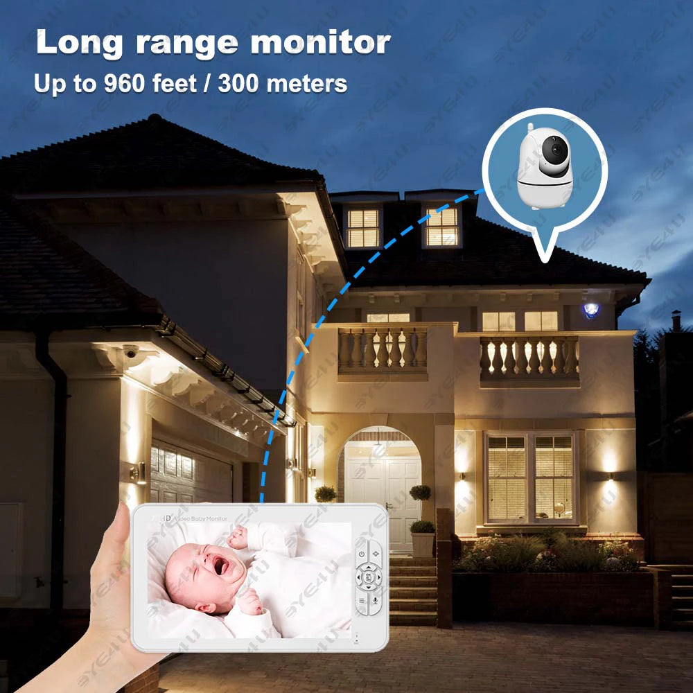 5 Inch Video Baby Monitor With Camera PTZ Zoom Babyphone Cam Security Protection Surveillance Cameras Temperature Sensor Lullaby by Smarsty