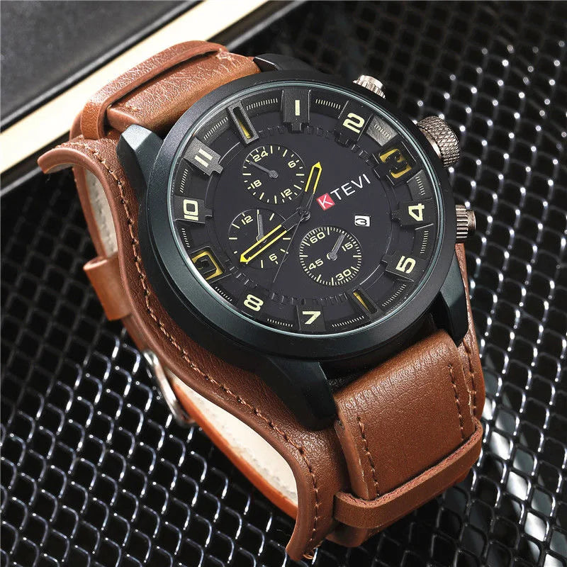 Retro Men's Luxury Quartz Watch with Leather Strap - Smarsty