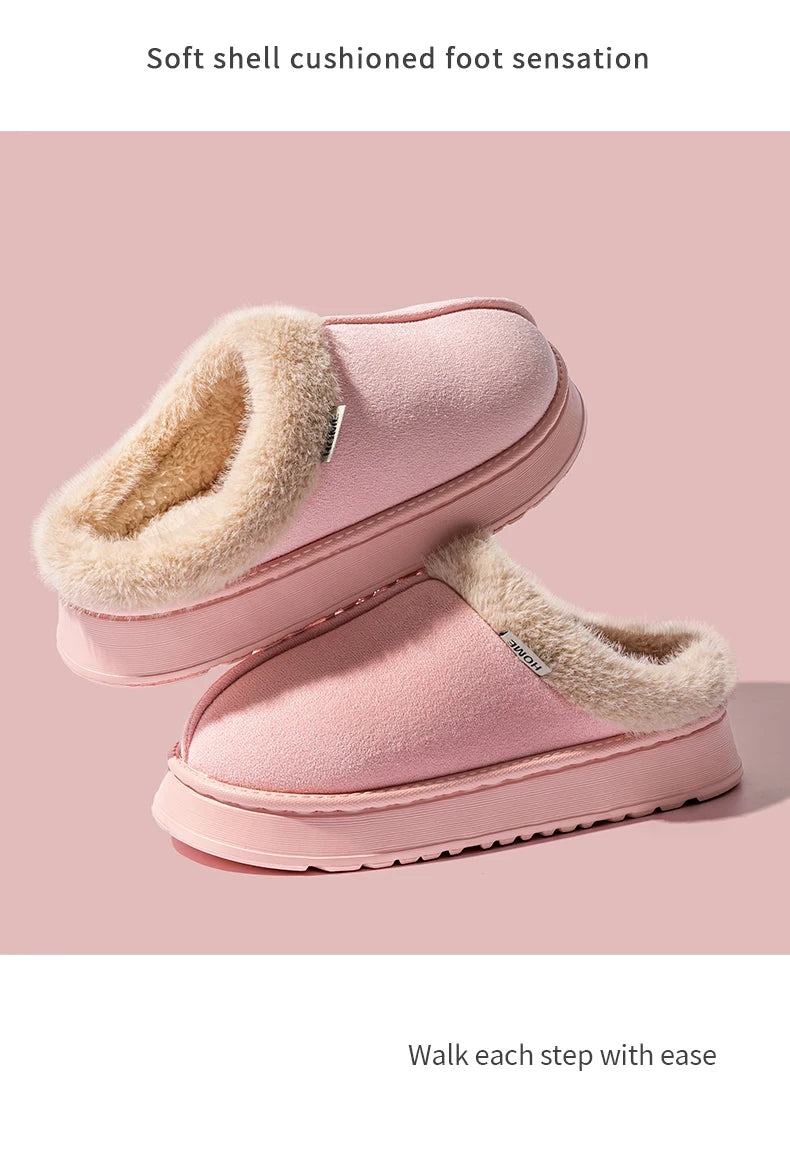 Women's Winter Slippers Non-Slip Indoor House Shoes, Plush Fleece Lined Warm Cotton Slippers with Soft Sole for Home Comfort - Smarsty