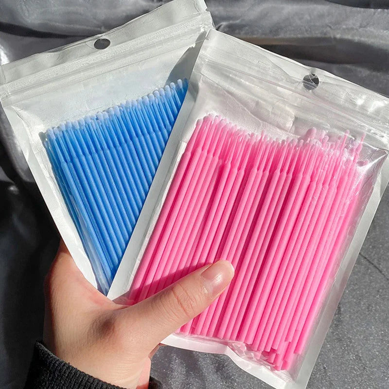 100Pcs Micro Cotton Swabs for Eyelash Cleaning - Smarsty