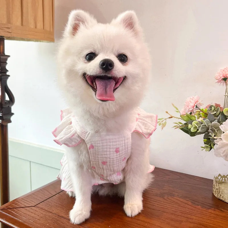 Summer Dog Cooling Dress with Cute Heart Print - Smarsty