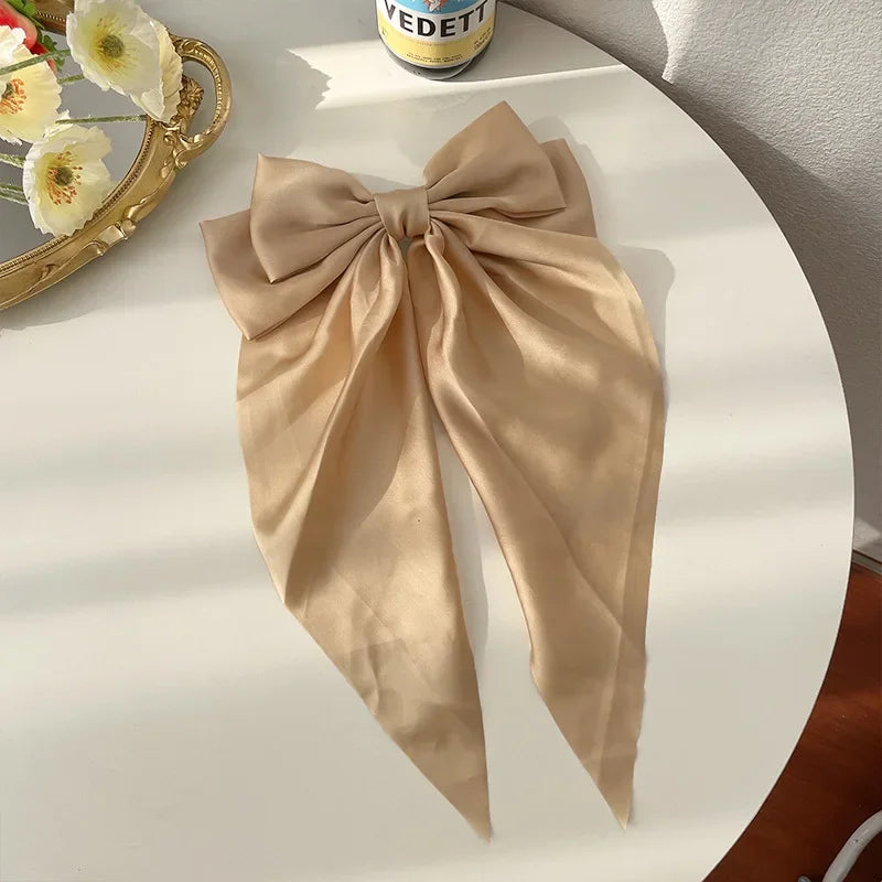 Korean Satin Hair Clips with Big Bowknot for Women - Smarsty